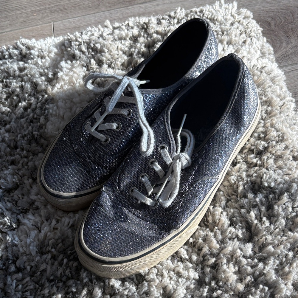 Sparkly Silver Vans